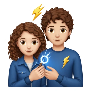 a 15 year old girl with brown curly hair but she has lightnings in it with a brown haired boy who gave her a promise ring sticker