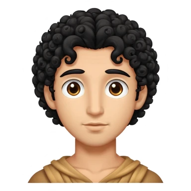 gods of love curly hair blacck big eyes sticker