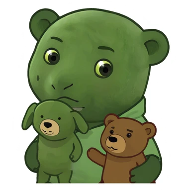 Kanye West with a bear sticker