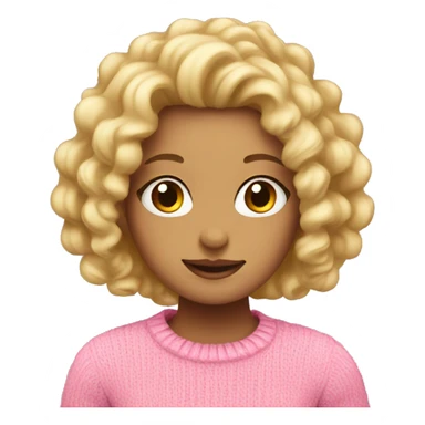 girl with blonde curly hair and a pink jumper sticker