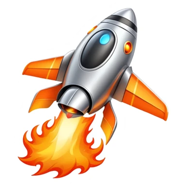 Mini spaceship blasting off with fire sticker