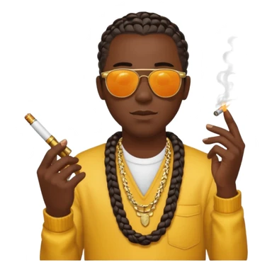 Smoking black guy with a glock in his on his other hand with some sunglasses with a cigarette in his mouth and for his hair he will have some cornrows sticker