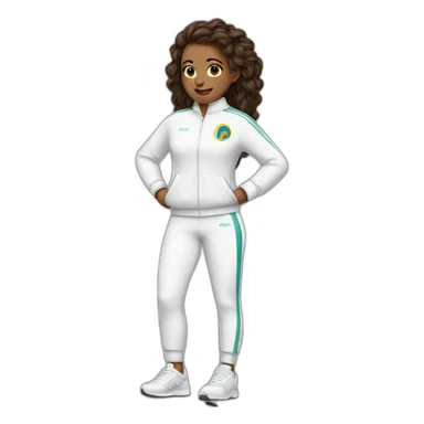 midhet stands in a white track suit sticker