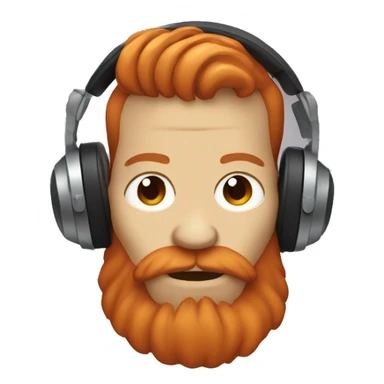 skull with ginger hair and ginger beard wearing headphones sticker