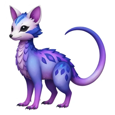  White with indigo-Violet-purple-pinkish-gradient markings beautiful handsome gorgeous aesthetic colorful vibrant Vernid-Trico-species-Fakemon-creature by LiLaiRa, 4 legs, 1 tail, random markings, (full body) sticker