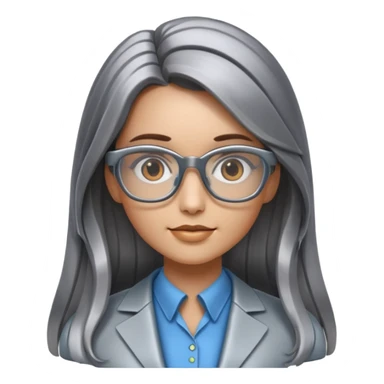 young robot woman librarian long hair sticker