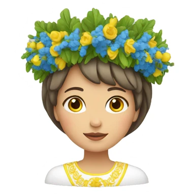 woman with ukrainian wreath on her head sticker
