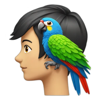 Parrot on the shoulder. Bob hairstyle sticker