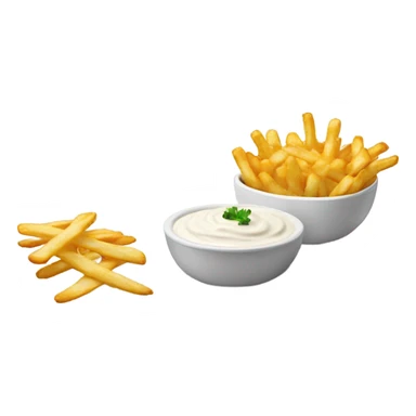 ranch dip with fries, in the style of IOS emoji sticker