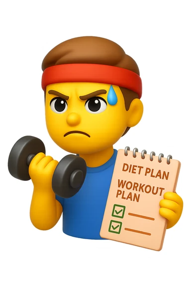 emoji 3d stile iphone che rappresenta la costanza nel seguire un piano di allenamento e di dieta 3d sticker