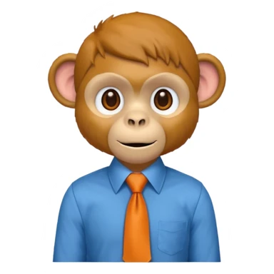 orange monkey with blue shirt,brown tie sticker