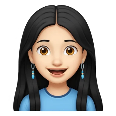 pretty Indian girl with long hair and braces, surprised sticker