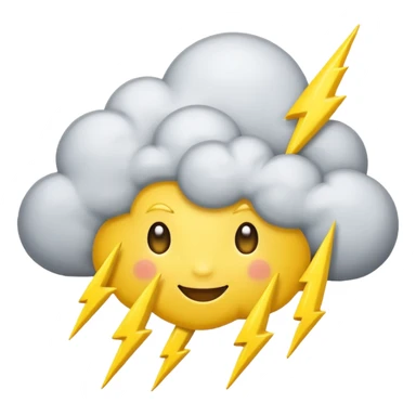 cute Thunderstorm Cloud, eyes, yellow lightning bolt gray sticker