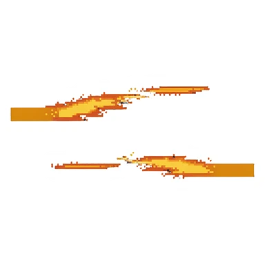 horizontal line of fire, extending left and right, orange and yellow sticker
