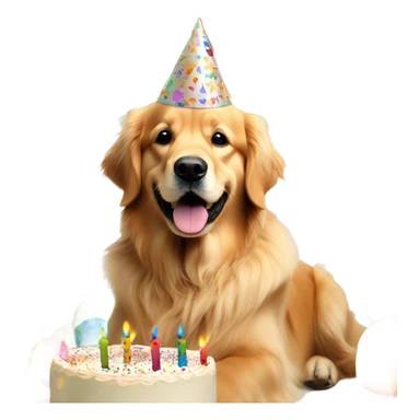 Golden retriever birthday celebration sticker