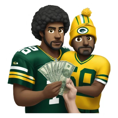 Sad packer fan handing over money to casino sticker