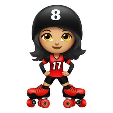 Roller derby girl wearing 818 in black and red sticker
