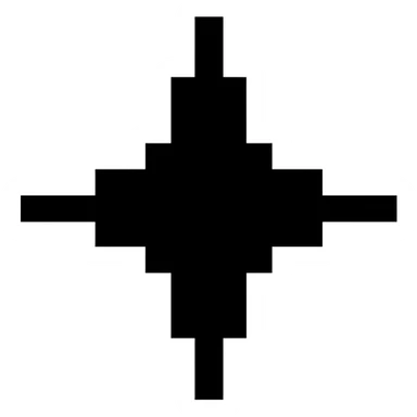 Transform the solid black 4-pointed star into a blocky, 8-bit style icon with no background, using a general model for pixel art style. sticker