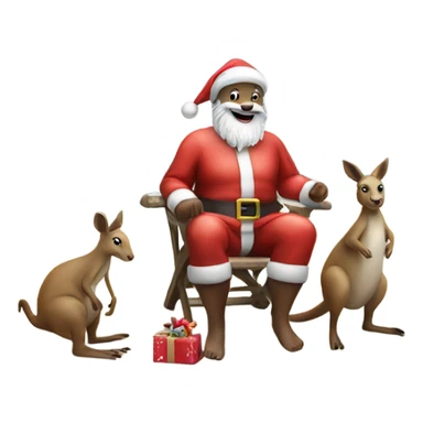 Santa celebrating Christmas on beach with kangaroo sticker