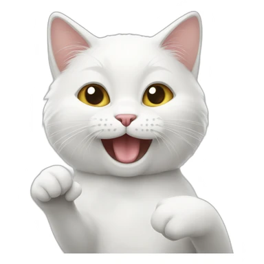White cat gives a thumbs up sticker