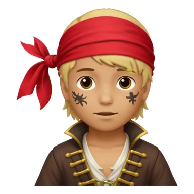 light brown Hispanic boy with blond hair that is dressed as a pirate sticker