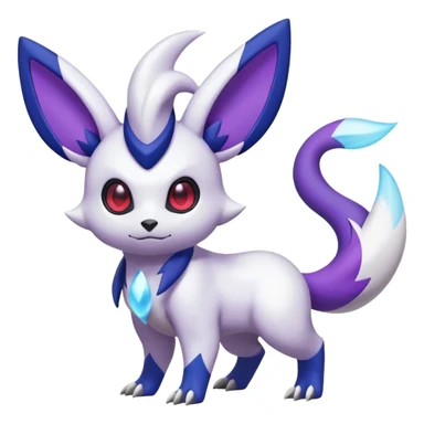 Shiny White with Violet and Indigo markings and nebula markings Absol-Minccino-Zangoose-Pokémon-Fakémon-fusion-hybrid-creature sticker