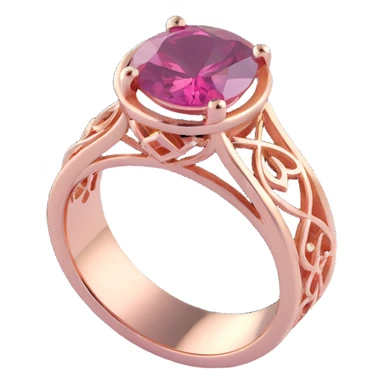 realistic 3D gothic ring with pink gemstone, minimal and elegant sticker