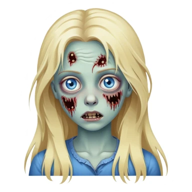 uma menina loira de cabelo comprido com olhos azuis sendo uma zumbi sticker