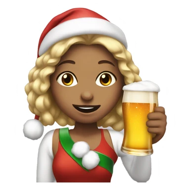 christmassy girl holding a beer ready to party sticker