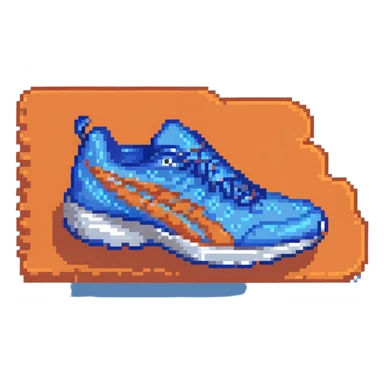blue running shoe pointing right with 3D effect sticker