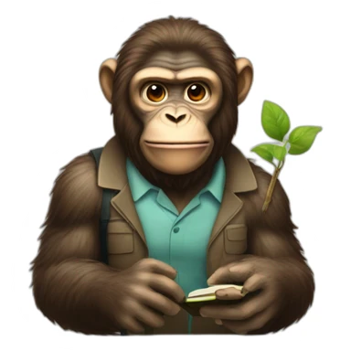 Ape as a biology teacher sticker