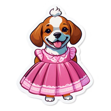 Dog wearing a dress  sticker
