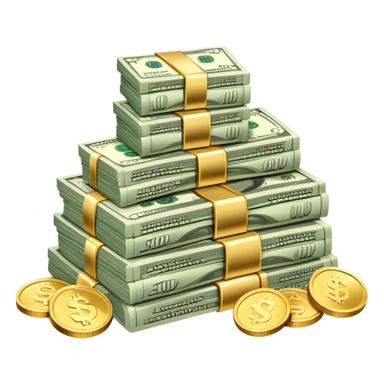 stack of dollar bills and coins sticker