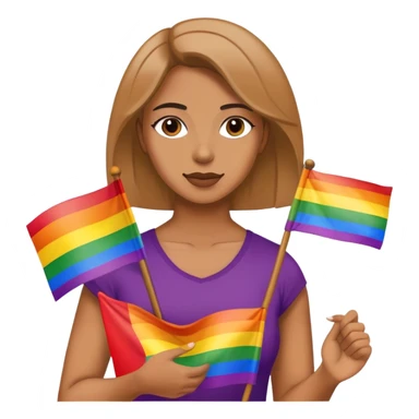 woman with lgbt flag sticker