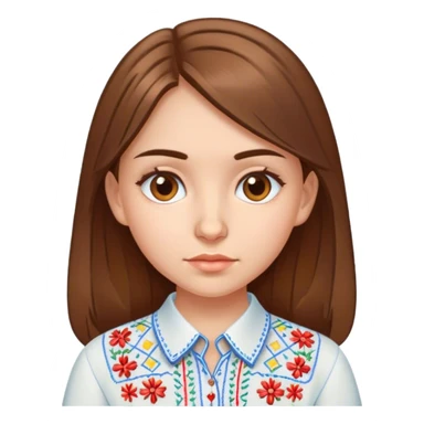 A Ukrainian girl with brown hair in an embroidered shirt studies math sticker
