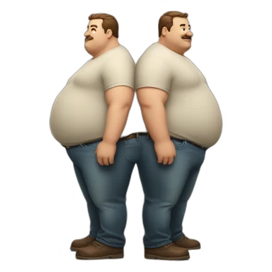 a fat man and a thin man in full growth sticker