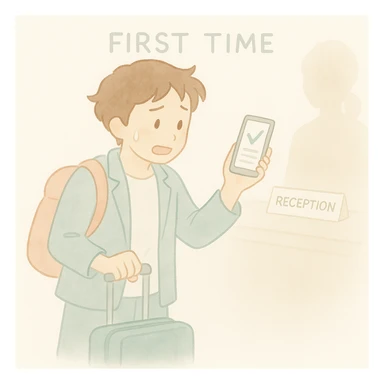 Add the words 'first time' positioned on top of the phone. Maintain the soft watercolor illustration style with pastel colors, delicate linework, a gentle, whimsical mood, anime-inspired features, and minimal, soft shading. sticker