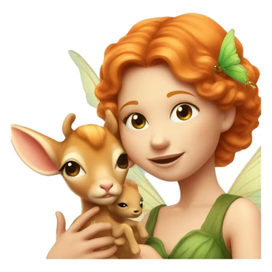 Beautiful ginger fairy with a baby fawn  sticker