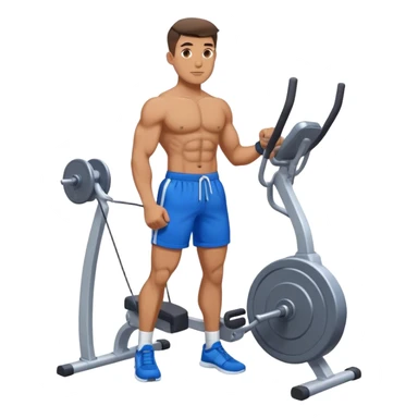 standing fit man with blue shorts cable-machine-exercise sticker