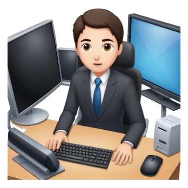 An office worker works at a computer in the TV series "Severance", from a bird's-eye view. sticker