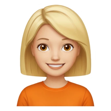 Women with blond hair bob and orange shirt sticker