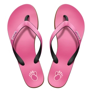 female pink wornout flip flips with footprint on insoles frontview sticker