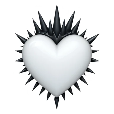 white heart with black gothic thorns, dramatic sticker