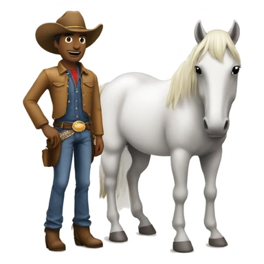 man in cowboy hat standing next to a horse, style jean sticker