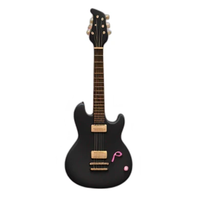 Black guitar with a thin coquette pink bow  sticker