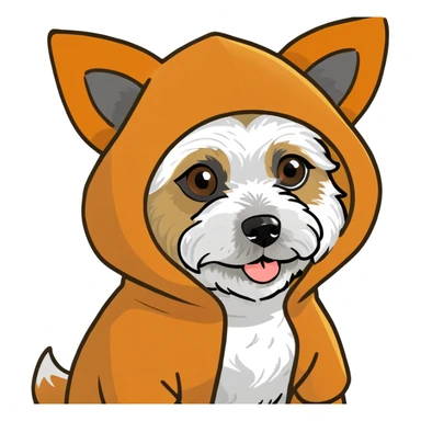 maltipoo dog wearing a fox costume sticker