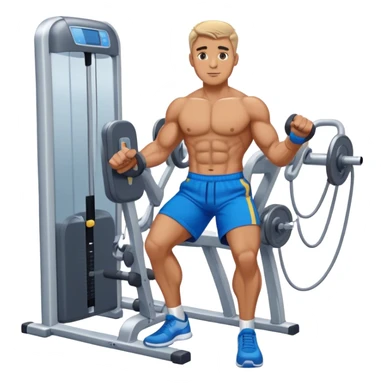 standing fit man with blue shorts cable-machine-exercise sticker