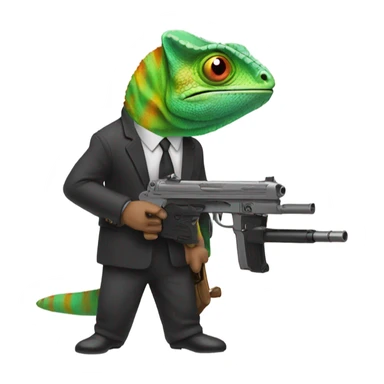 Chameleon shooting a gun sticker
