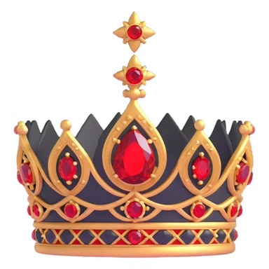 luxurious black crown with large red gems, ornate details, dramatic lighting sticker