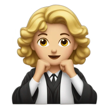 judge shows heart by her hands sticker